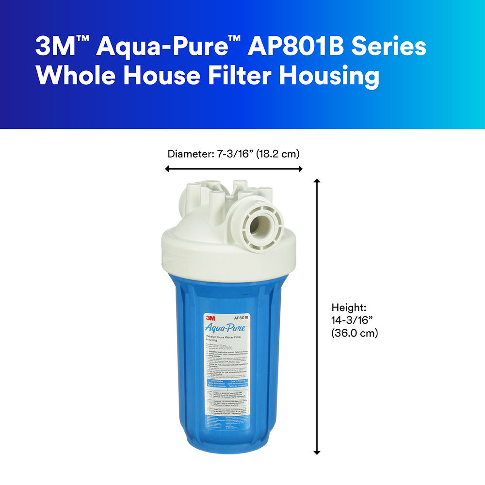 AP801B Series: Whole house filter housing dimensions