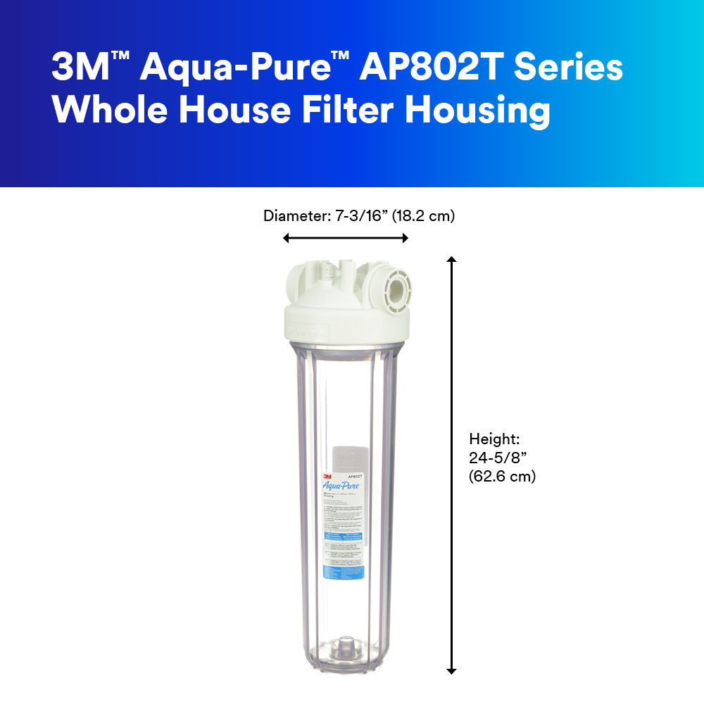 AP802T Series: Whole house filter housing dimensions