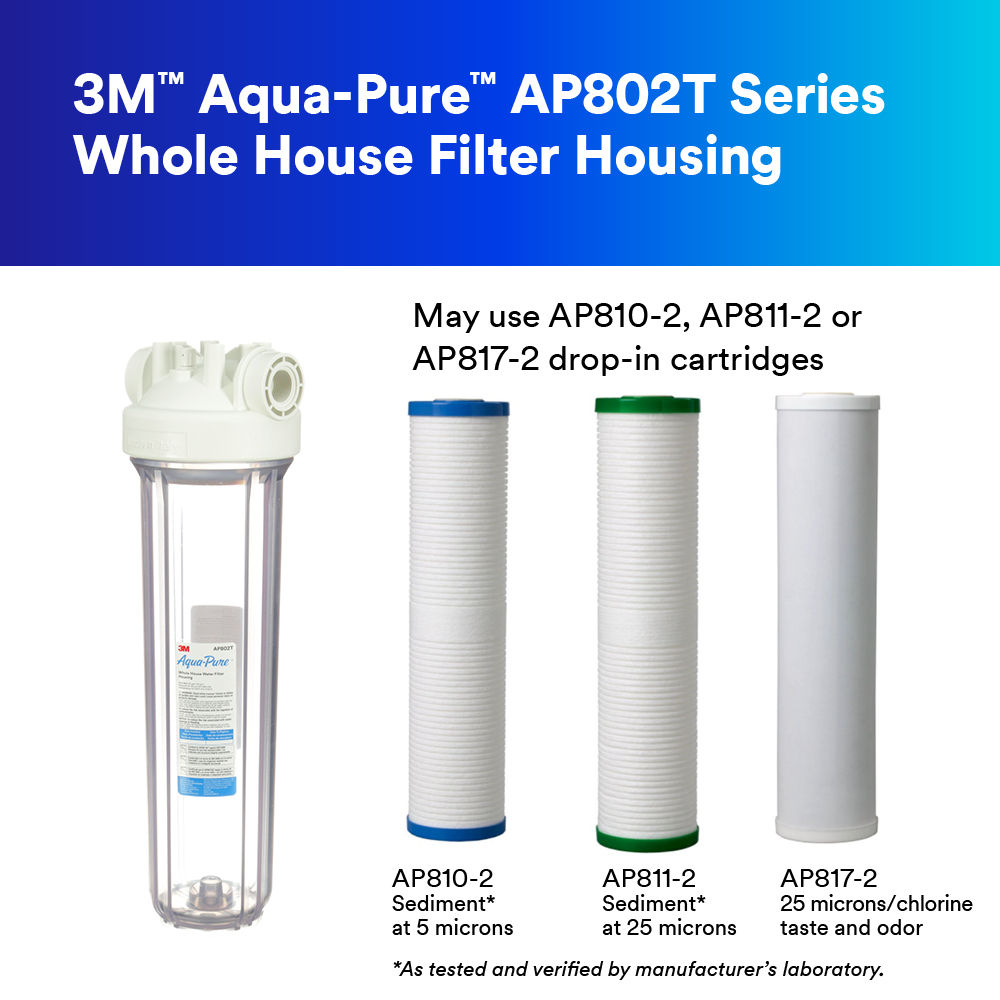 AP802T series: Whole house filter housing drop-in cartridge options