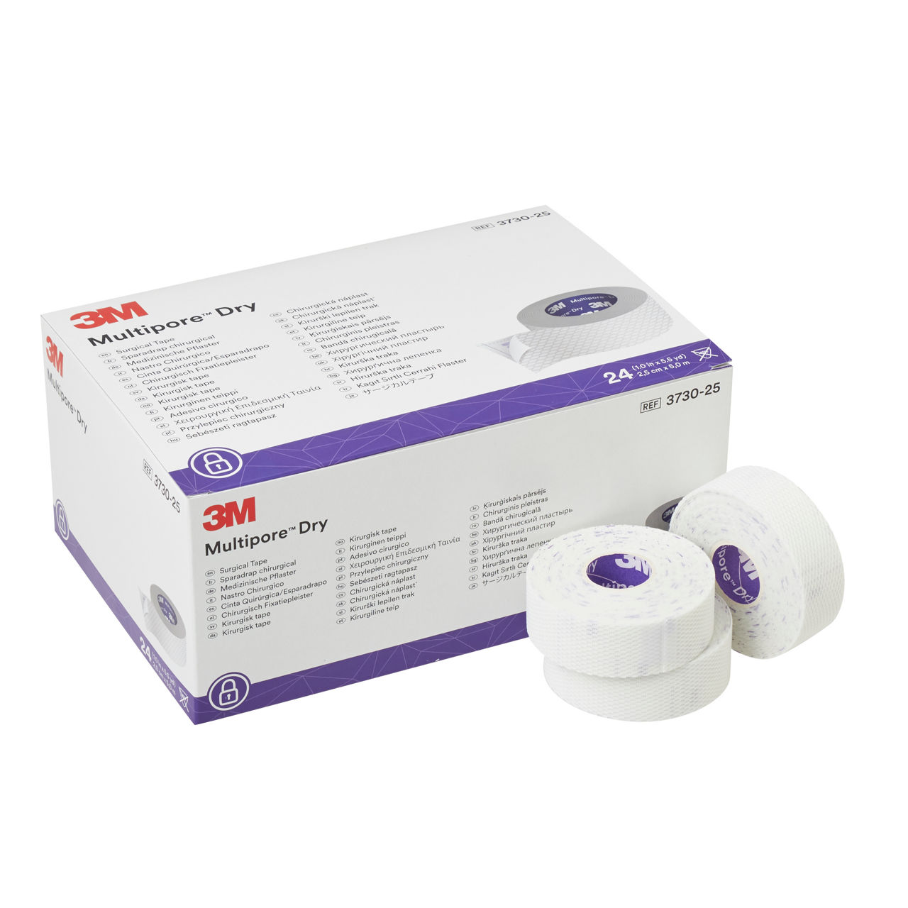3M™ Multipore™ Dry Surgical Tape 3730-25, 25 mm x 5 m, 24 Roll/Carton, 4 Carton/Case