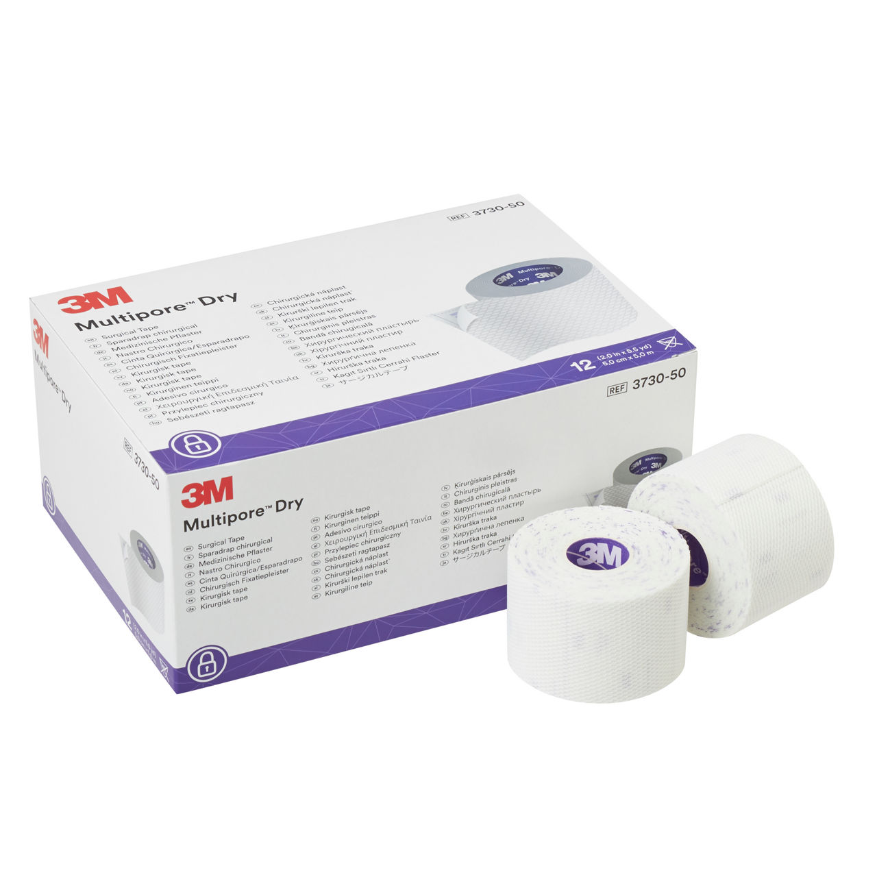 3M™ Multipore™ Dry Surgical Tape 3730-50, 50 mm x 5 m, 12 Roll/Carton, 4 Carton/Case