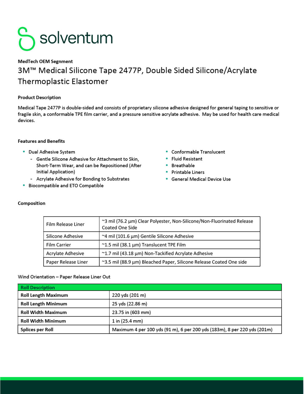 3M™ Medical Silicone Tape 2477P - TIS, EN