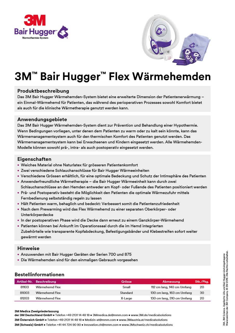 3M™ Bair Hugger™ Flex Wärmehemden Onepager DACH-de