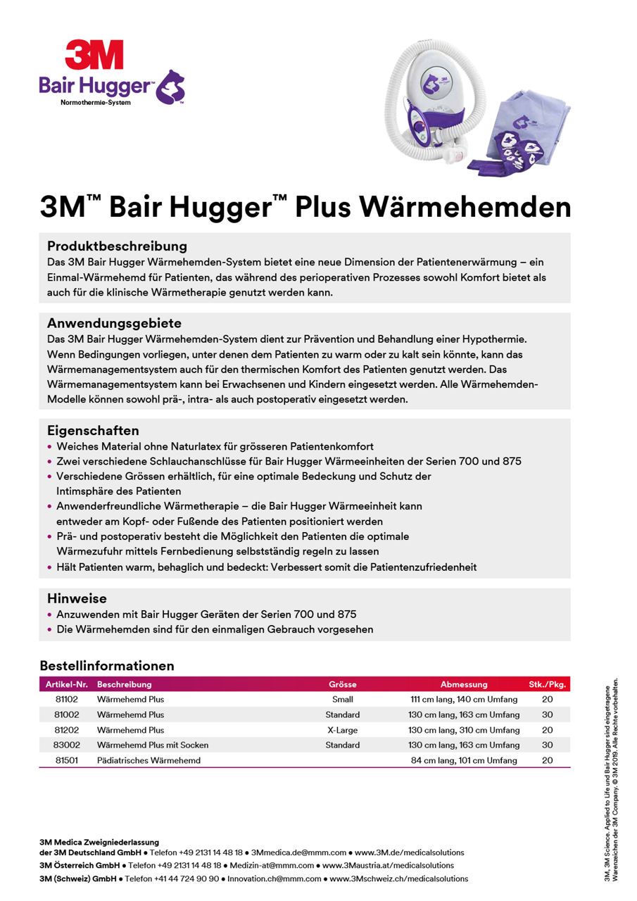 3M™ Bair Hugger™ Plus Wärmehemden Onepager DACH-de