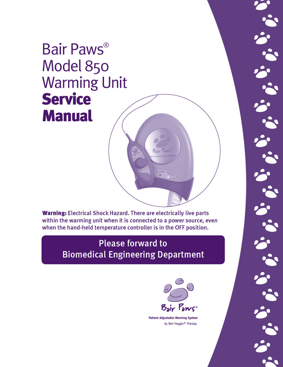 Bair Paws® Model 850 Warming Unit Service Manual