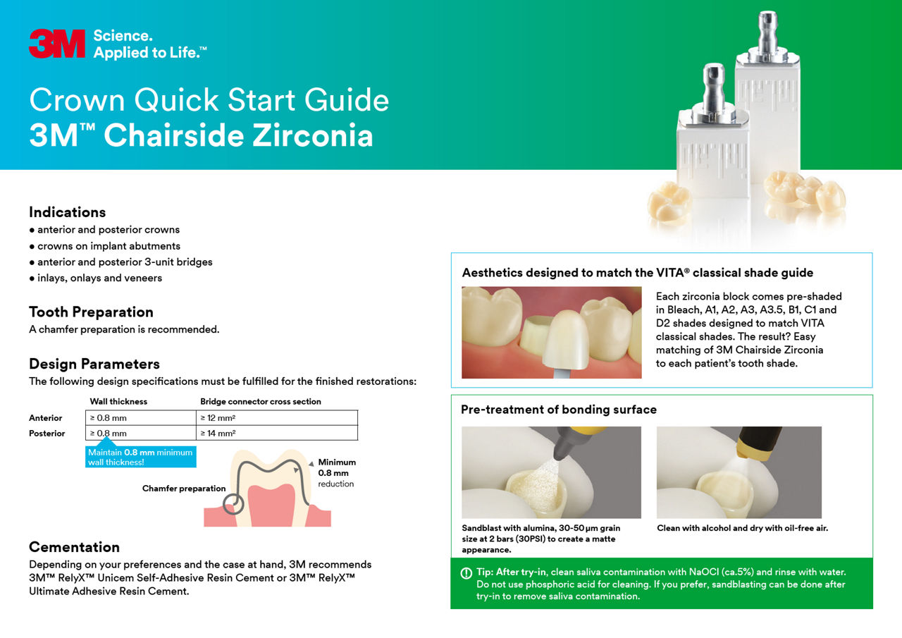 3M Chairside Zirconia Quick Start Guide