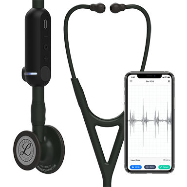 3M™ Littmann® CORE Digital Stethoscope, 8490, Black Matte-finish Chestpiece, Black Tube