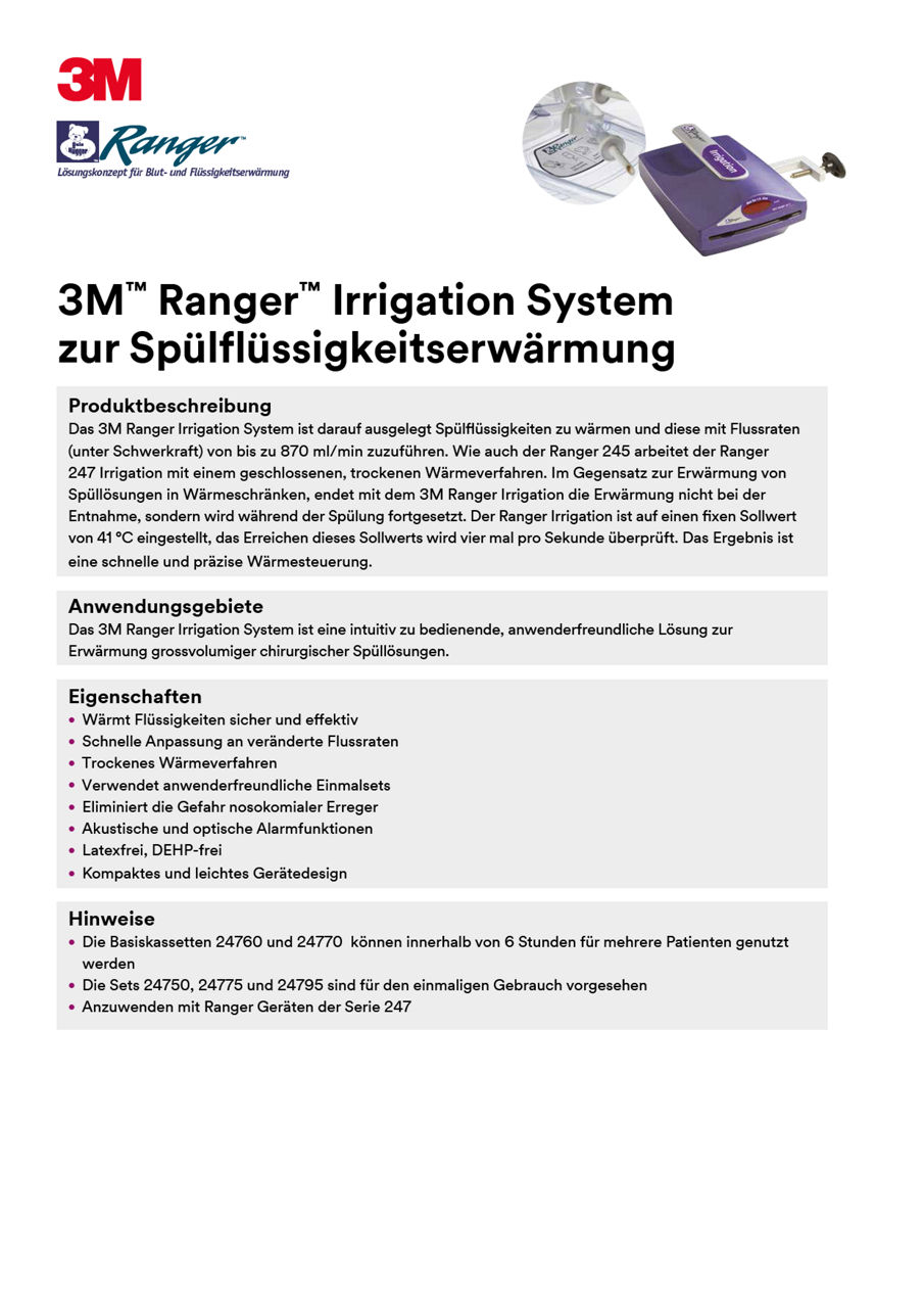 3M™ Ranger™ Irrigation System Produktdatenblatt