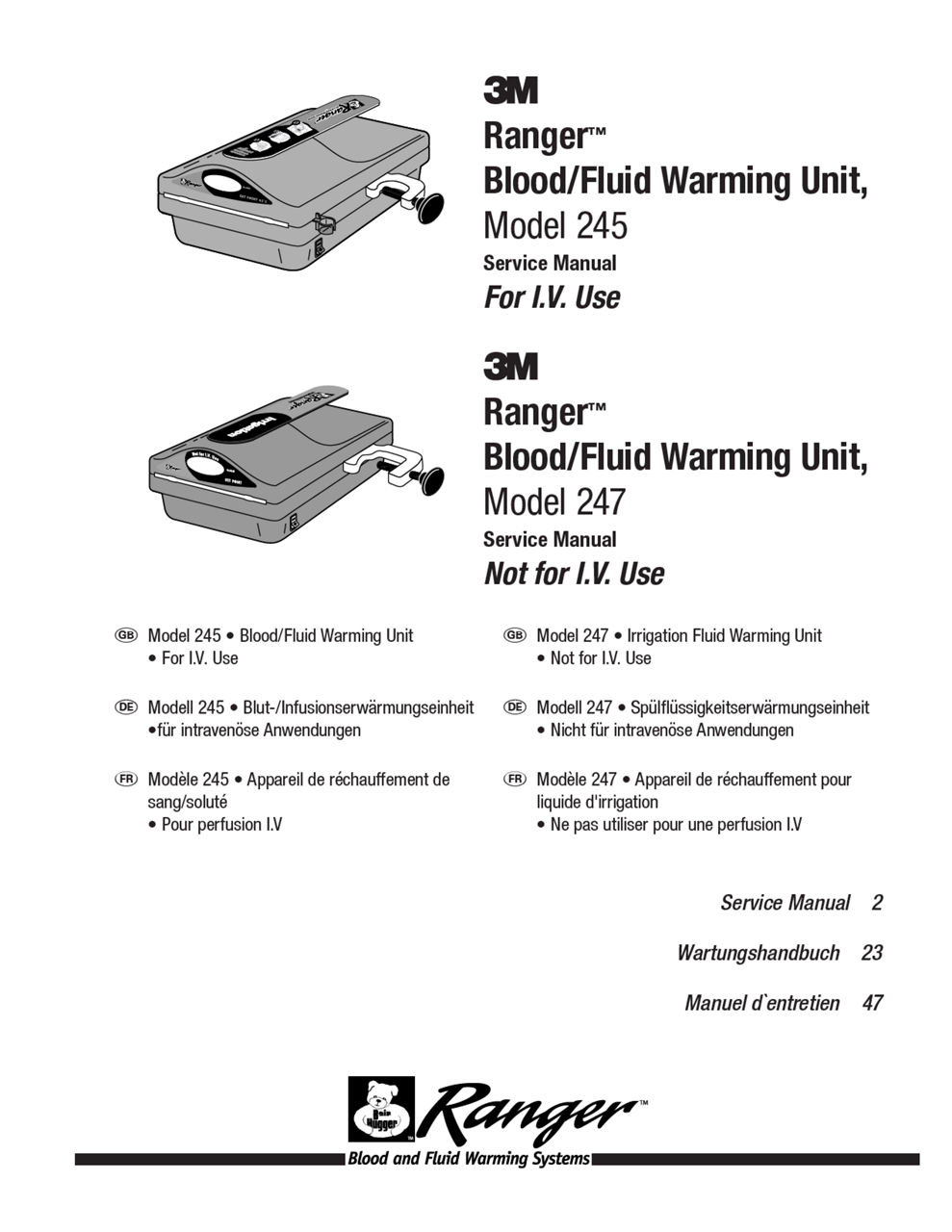 3M Ranger System Model 245, 247 Service Manual (English)