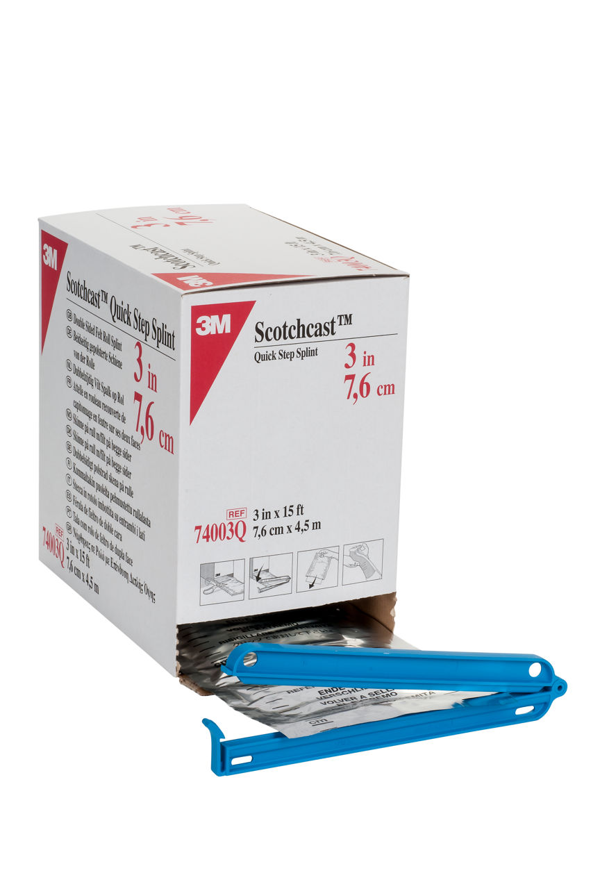 Attelle en rouleau 3M™ Scotchcast™ Quick Step, capitonnée sur chaqueface, 7,6 cm - 74003Q