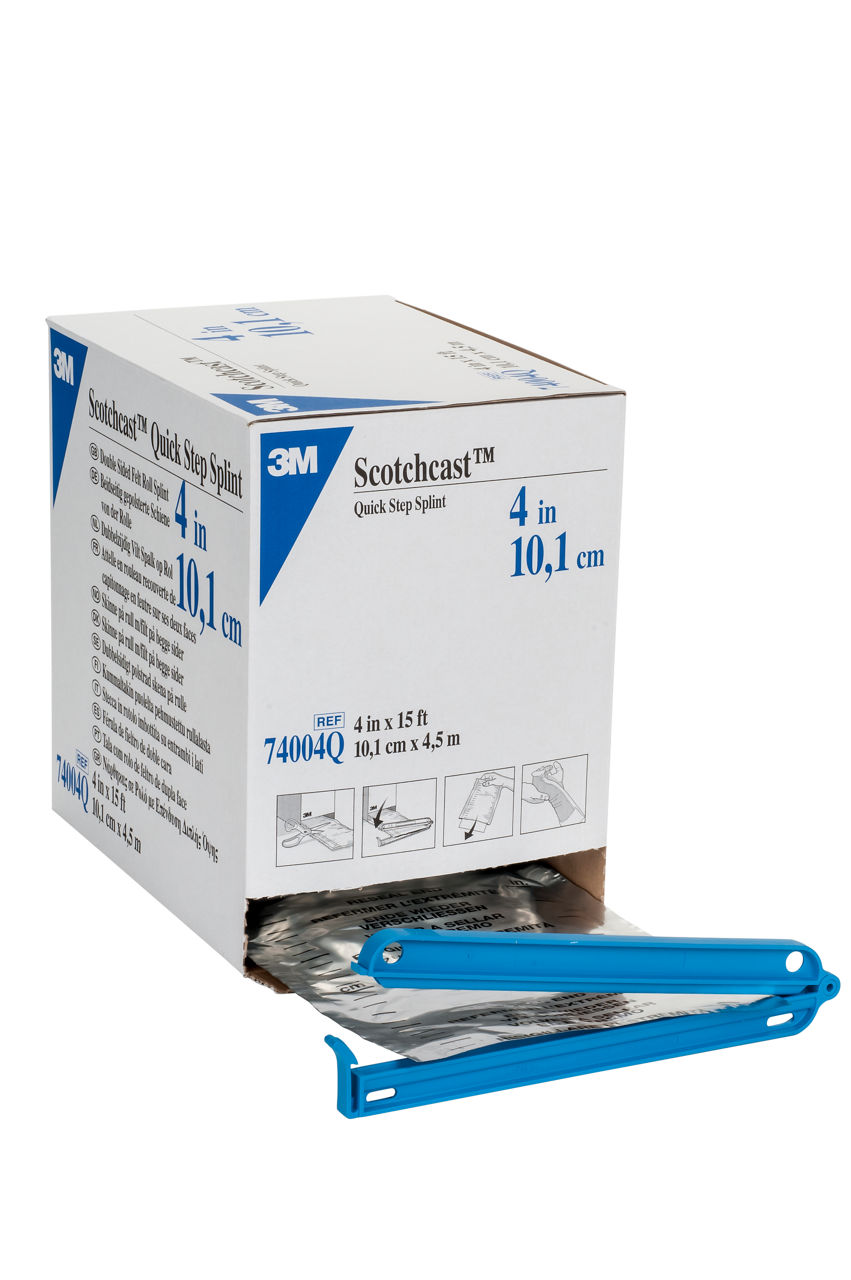 Attelle en rouleau 3M™ Scotchcast™ Quick Step, capitonnée sur chaqueface - 10,1 cm, 74004Q