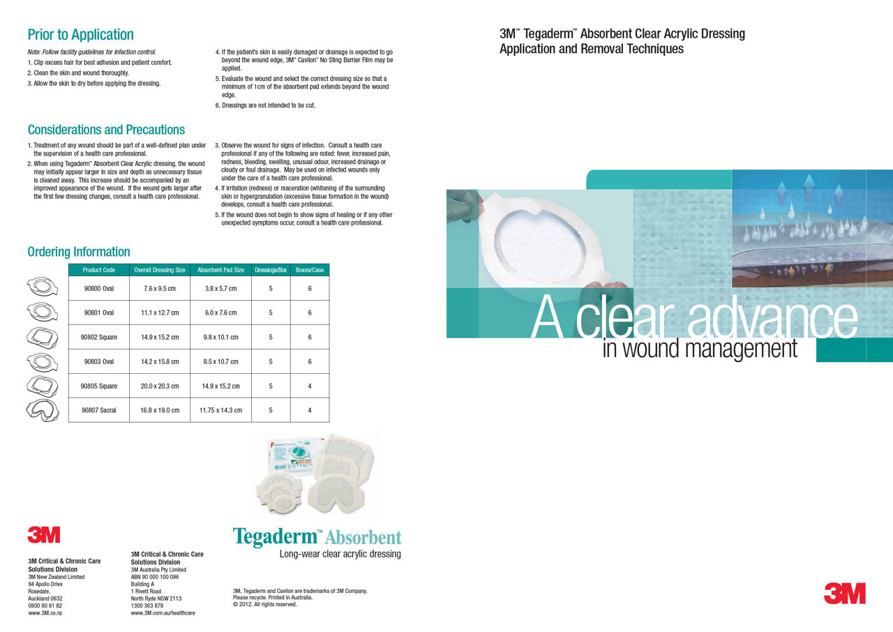 3M Tegaderm Absorbent Application and Removal poster