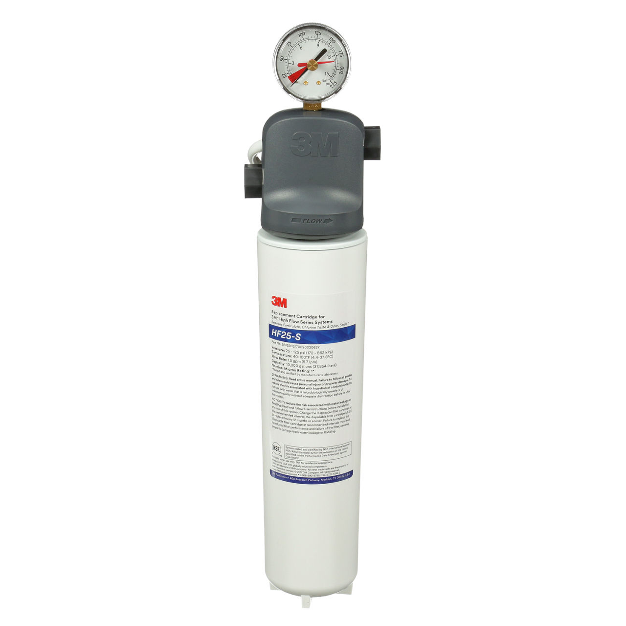 3M™ High Flow Series Ice Water Filtration System ICE125-S, 5616004, 1 umNOM, 1.5 gpm, 10000 gal, Valve-in-Head, 6/Case