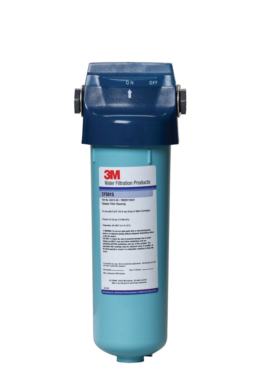 3M™ Drop-In Style Single Pre-Filter System CFS01S, 5557503, For 9 3/4 inCartridges, Valved Head, Opaque Housing, 4/Case