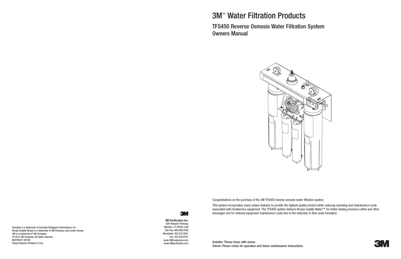 TFS450 Reverse Osmosis Water Filtration System Owners Manual