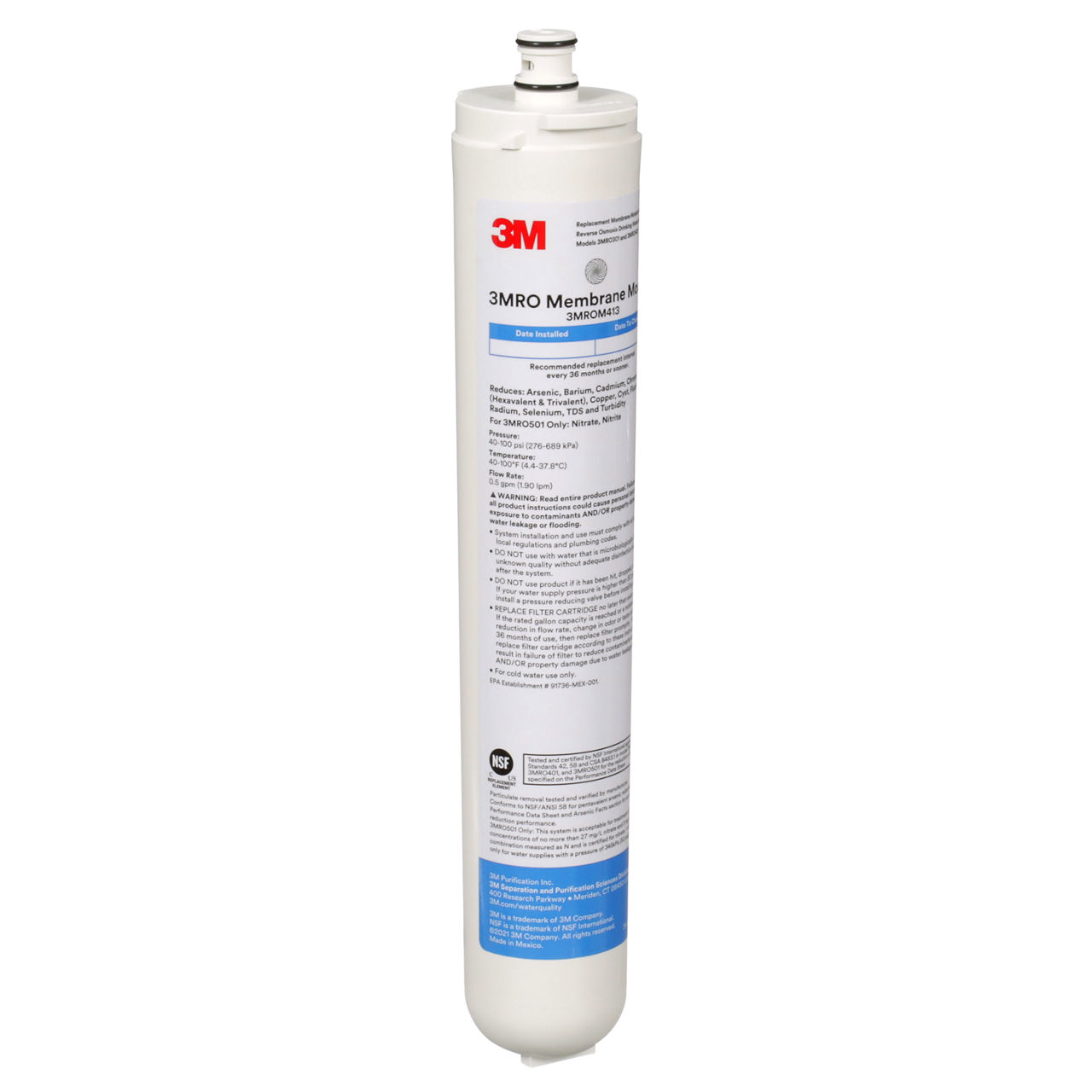 3M™ Under Sink Reverse Osmosis Water Filtration Cartridge, 3MROM413