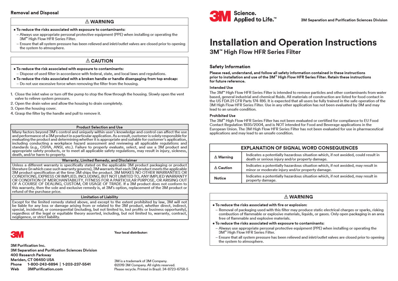 Installation and Operation Instructions