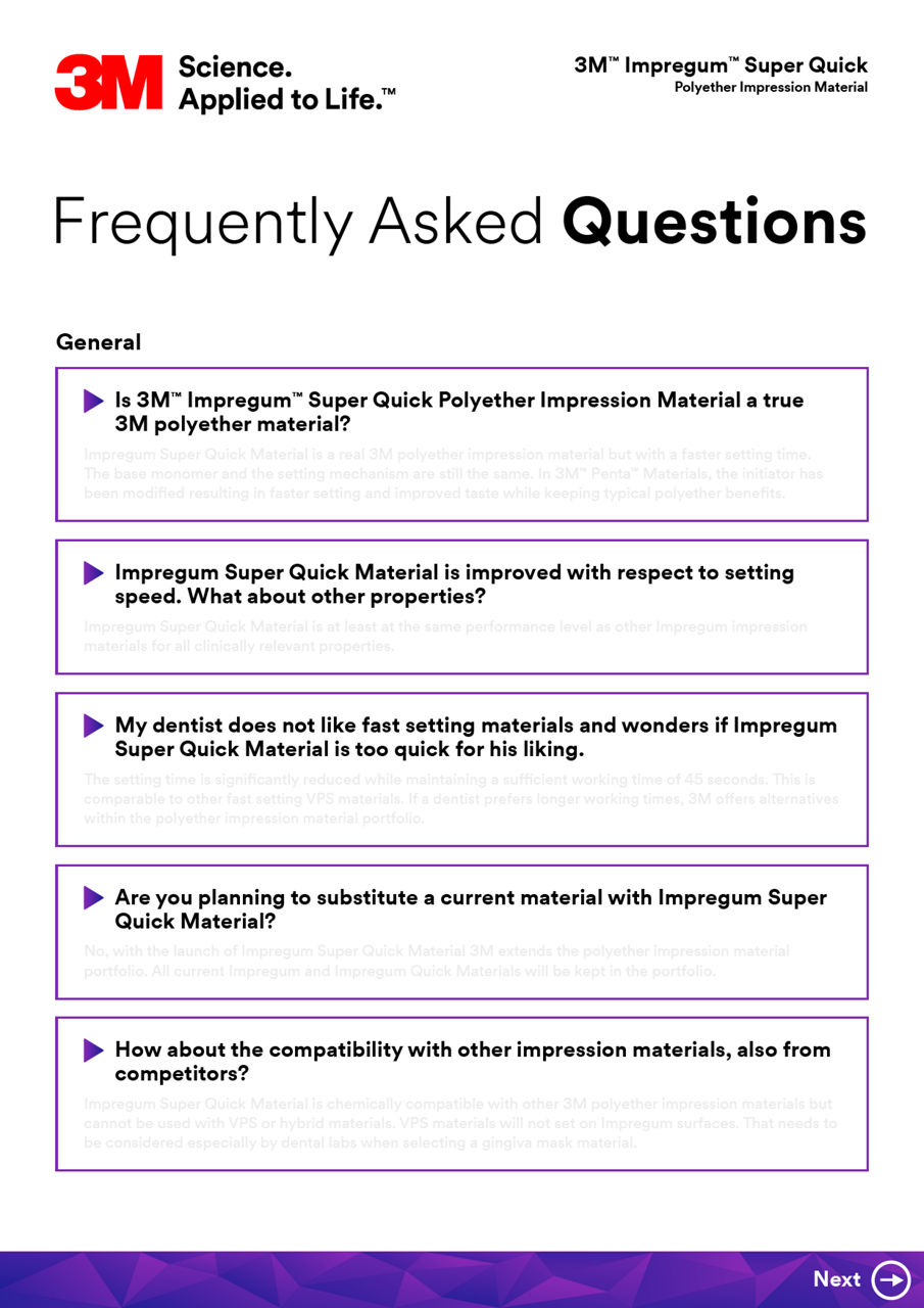 3M™ Impregum™ Super Quick Polyether Impression Material FAQ