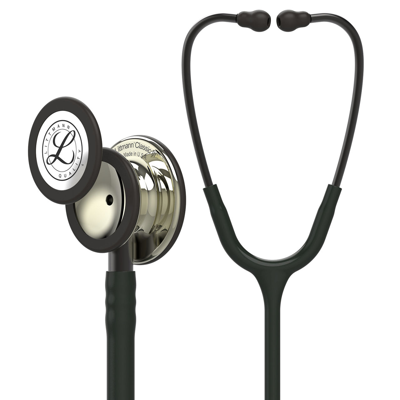 3M™ Littmann® Classic III™ Stethoscope, 5861, Champagne-FinishChestpiece, Black Tube, Smoke Stem, 27 in, 3 Each/Case
