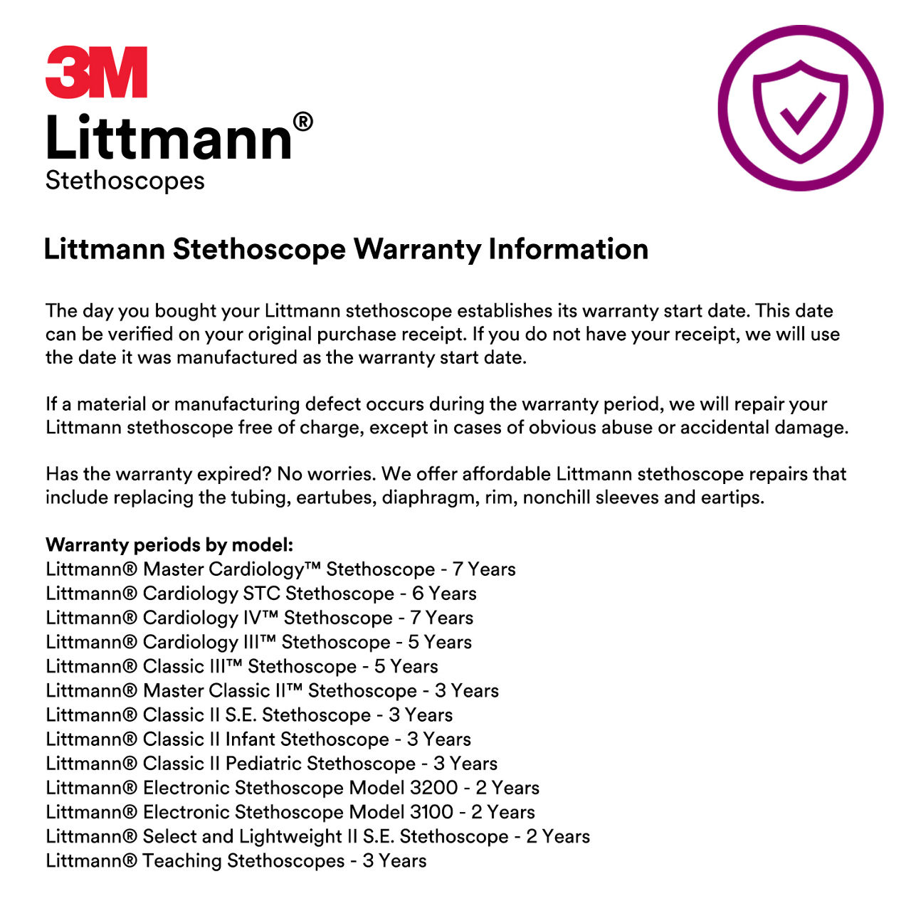 3M™ Littmann® Stethoscopes Warranty Information, B+ Image 7