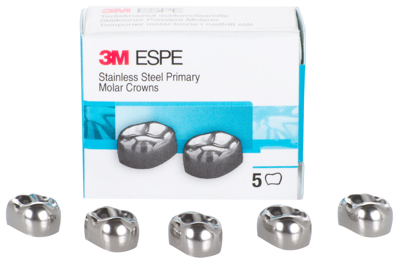 3M Stainless Steel Primary Molar - D-UL-5 - 5 Crowns - Box