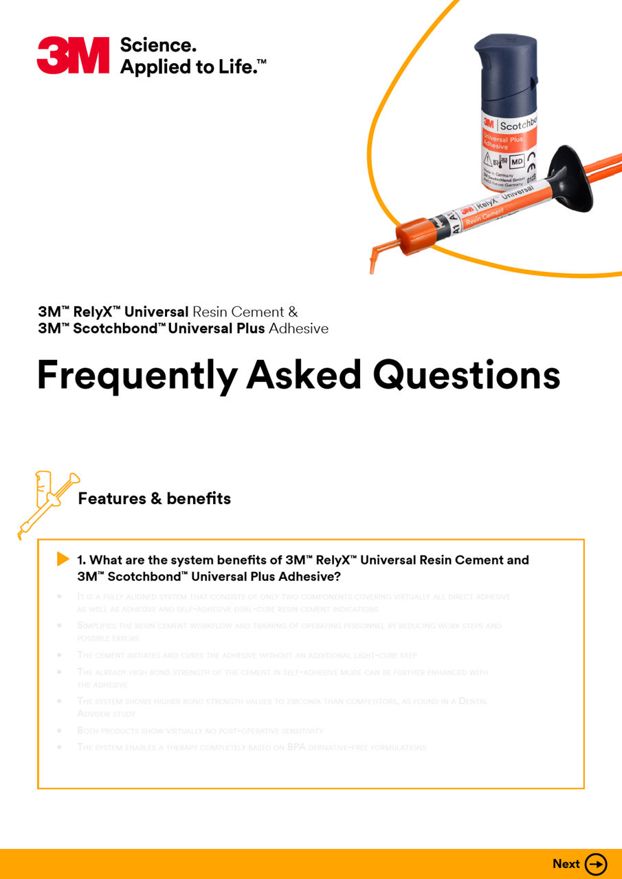 3M� RelyX� Universal Resin Cement & 3M� Scotchbond� Universal Plus Adhesive FAQs, Int Interactive