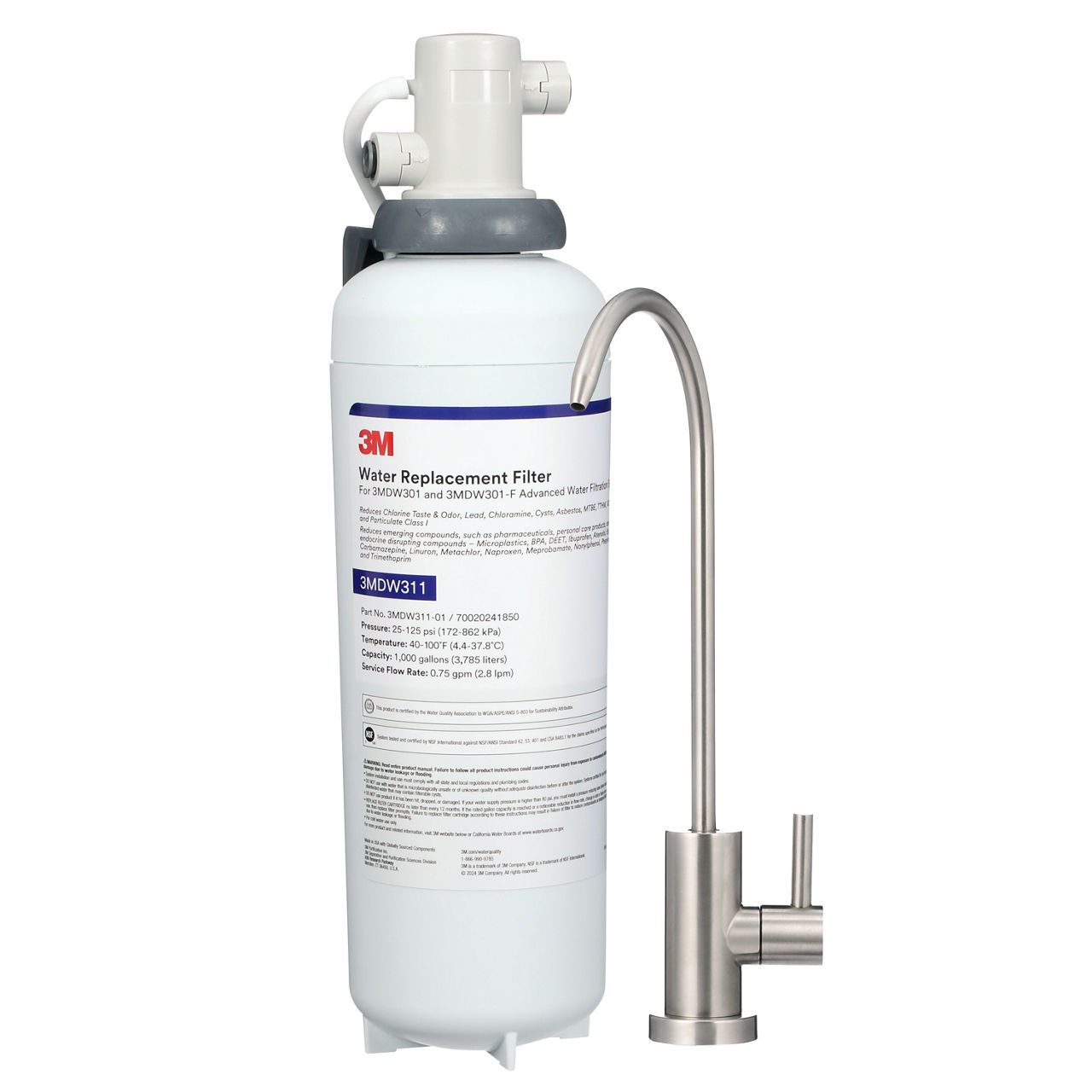 3M™ Under Sink Dedicated Faucet Water Filtration System 3MDW301