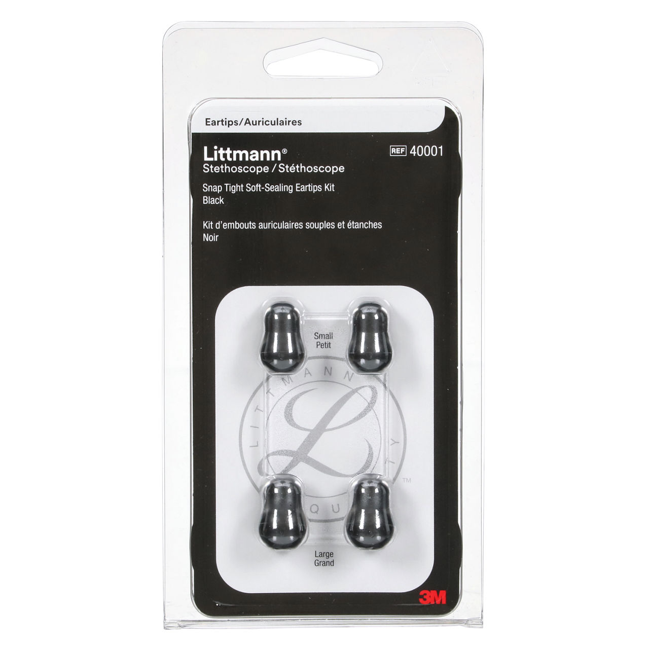 3M™ Littmann® Stethoscope Spare Parts Kit, Snap Tight Soft-Sealing Eartips, Large & Small, 40001