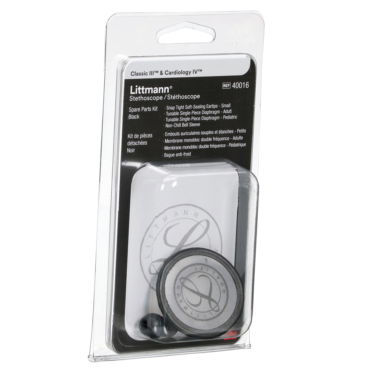 3M™ Littmann® Stethoscope Spare Parts Kit Classic III™ Cardiology IV™ and CORE, 40016, Black