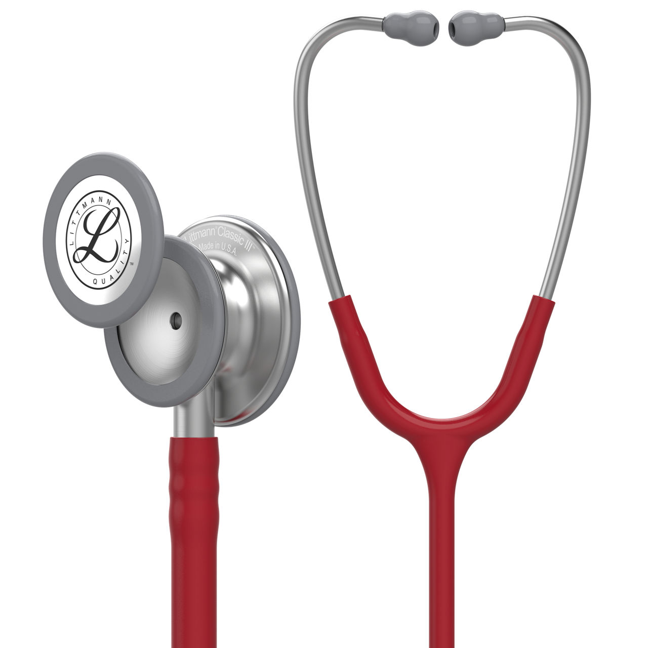 3M™ Littmann® Classic III™ Stethoscope, 5627, Standard-FinishChestpiece, Burgundy Tube, 27 in, 3 Each/Case