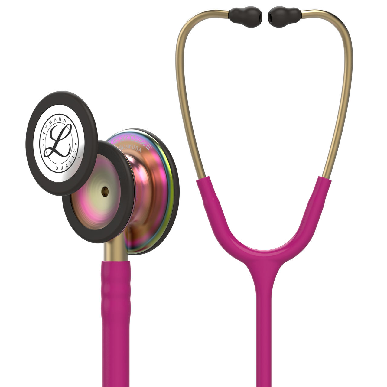 3M™ Littmann® Classic III™ Stethoscope, 5806, Rainbow-Finish, RaspberryTube, 27 in, 3 Each/Case