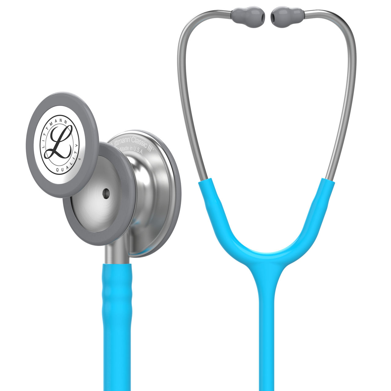 3M™ Littmann® Classic III™ Stethoscope, 5835, Standard-FinishChestpiece, Turquoise Tube, 27 in, 3 Each/Case