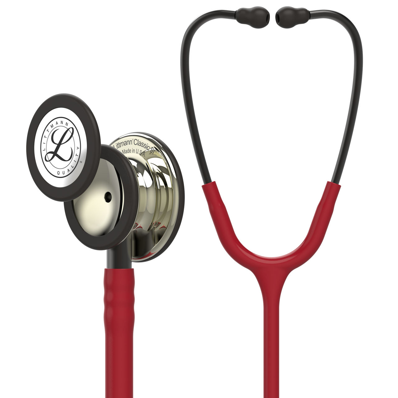 3M™ Littmann® Classic III™ Stethoscope, 5864, Champagne-Finish Chestpiece, Burgundy Tube, Smoke Stem, 27 in, 3 Each/Case