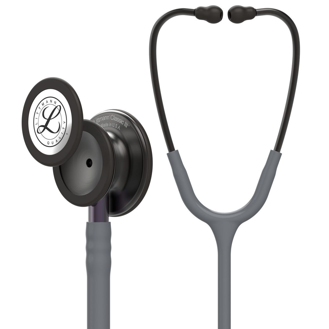 3M™ Littmann® Classic III™ Monitoring Stethoscope, 5873, SmokeChestpiece, Gray Tube, Violet Gray Stem