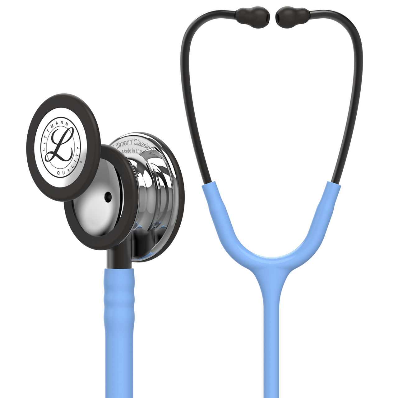 3M™ Littmann® Classic III™ Stethoscope, Mirror Finish Chestpiece, Ceil Blue Tube, Smoke Stem and Headset, 5959