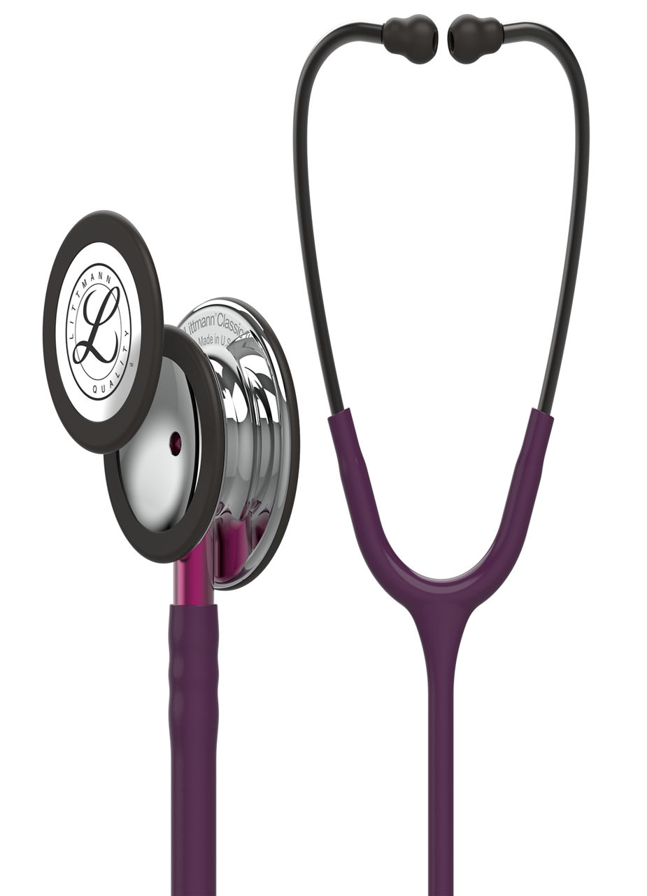 3M™ Littmann® Classic III™ Stethoscope, Mirror Finish Chestpiece,PlumTube, Pink Stem and Smoke Headset, 5960