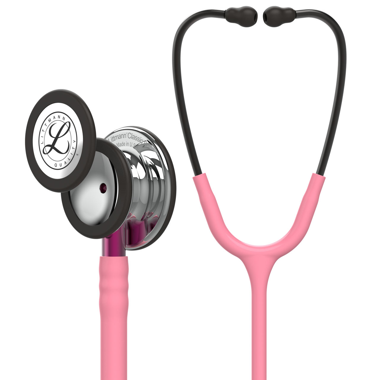 3M™ Littmann® Classic III™ Stethoscope, Mirror Finish Chestpiece, Pearl Pink Tube, Pink Stem and Smoke Headset, 5962