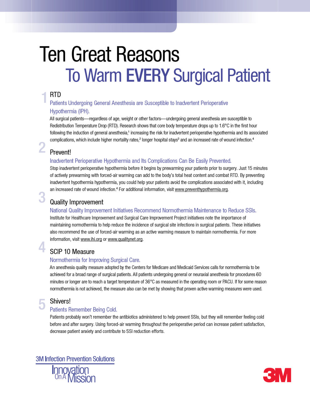 Patient Warming, Ten Great Reasons to Warm, Part#: 602559C