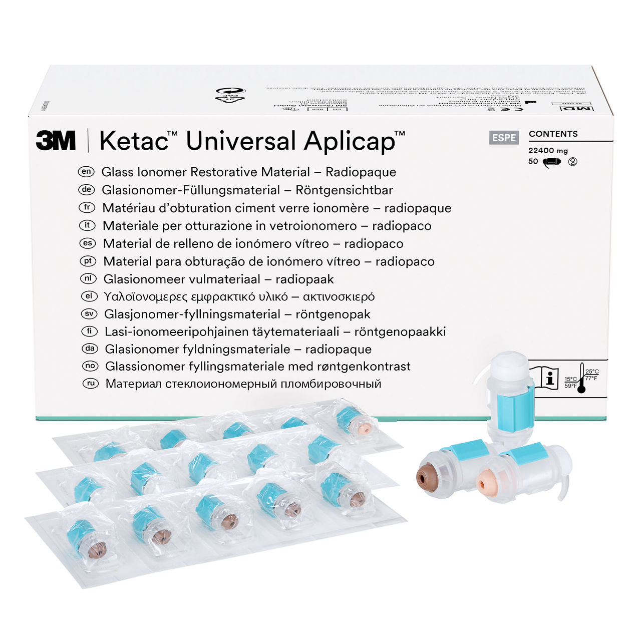 3M™ Ketac™ Universal Aplicap™ Glass Ionomer Restorative Assorted Shade Refills White, A2, A3, 61085