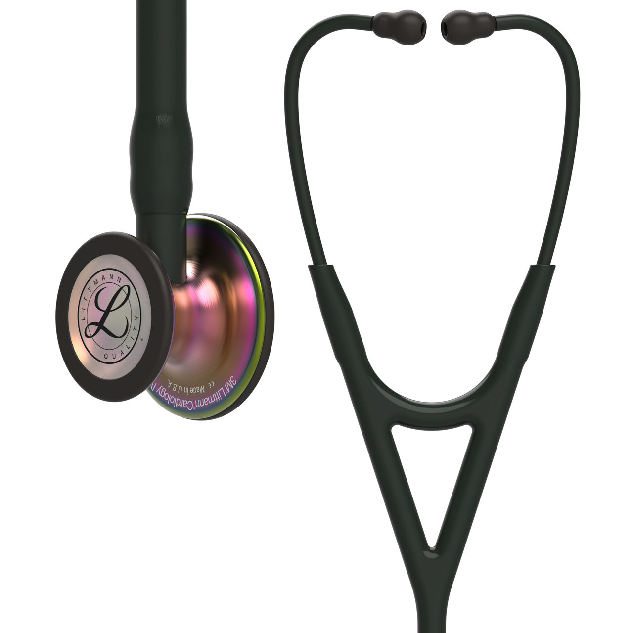 3M™ Littmann® Cardiology IV™ Stethoscope, 6165, Rainbow-FinishChestpiece, Black Tube, Black Stem, 27 in, 3 Each/Case