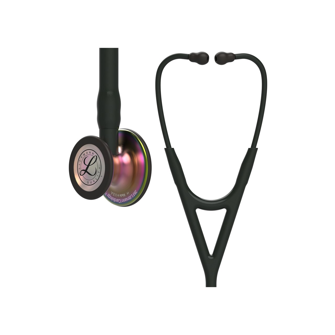 3M™ Littmann® Cardiology IV™ Stetoskop, Głowica z Tęczowym Wykończeniem, Czarna Rurka, Trzon i Słuchawki, 27 cali, 6165