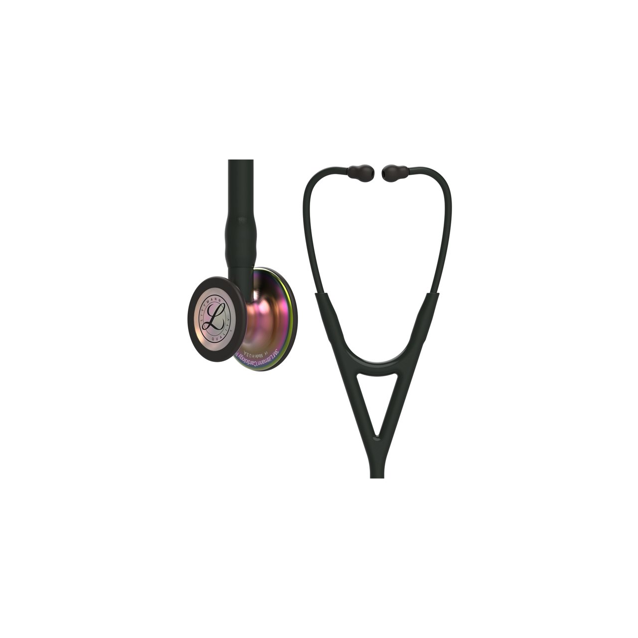 3M™ リットマン® カーディオロジー IV™ 聴診器、レインボーフィニッシュのチェストピース、ブラックチューブ、ステムおよびヘッドセット、27インチ、6165