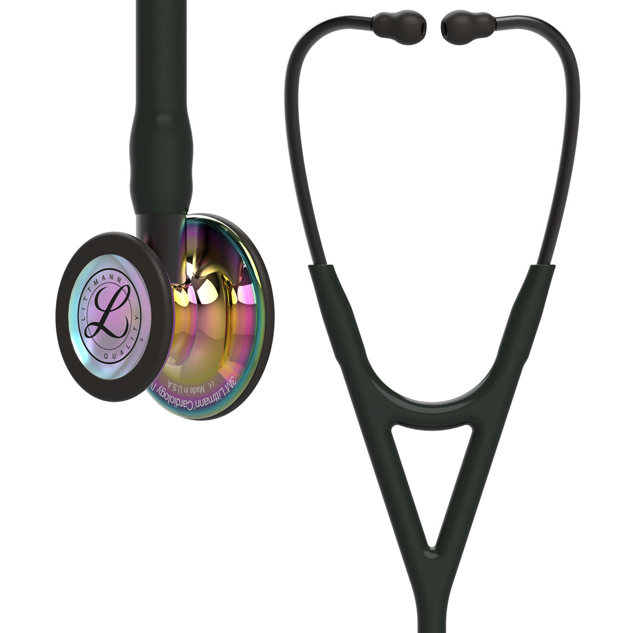 3M™ Littmann® Cardiology IV™ Stethoscope, High Polish RainbowChestpiece, Black Tube, Smoke Stem and Headset, 6240