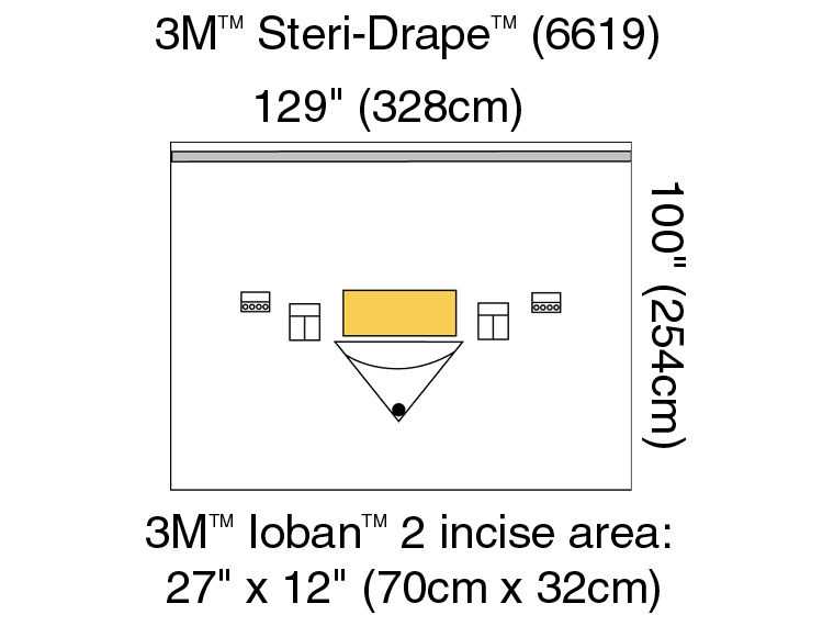 3M™ Steri-Drape™ Large Isolation Drape with Ioban™ 2 Incise Film andPouch, 6619, 328cm x 254cm, 5 Ea/Car 1 Car/CS