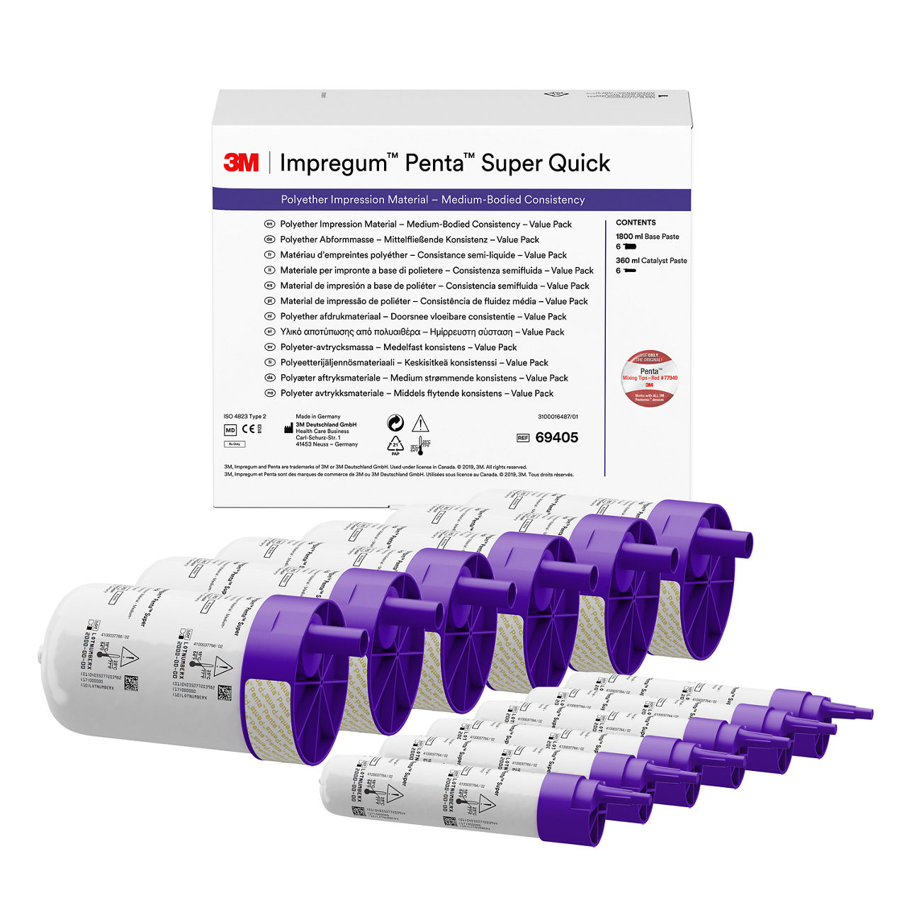 3M™ Impregum™ Penta™ Super Quick matériau pour empreinte en polyéther(Medium Body) Boîte triple, 69405