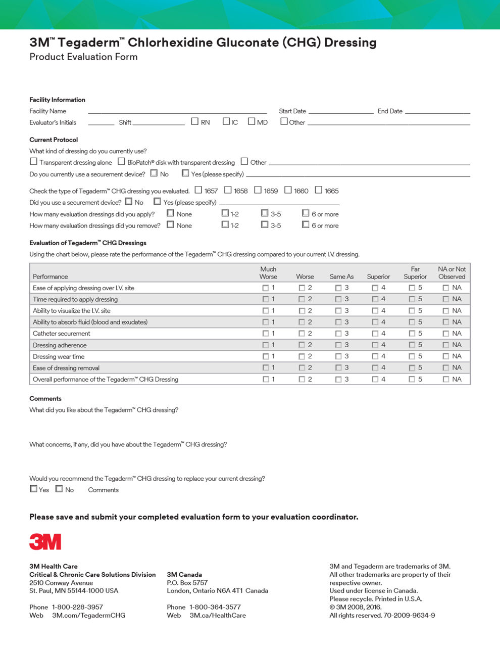 3M™ Tegaderm™ Chlorhexidine Gluconate (CHG) Dressing 