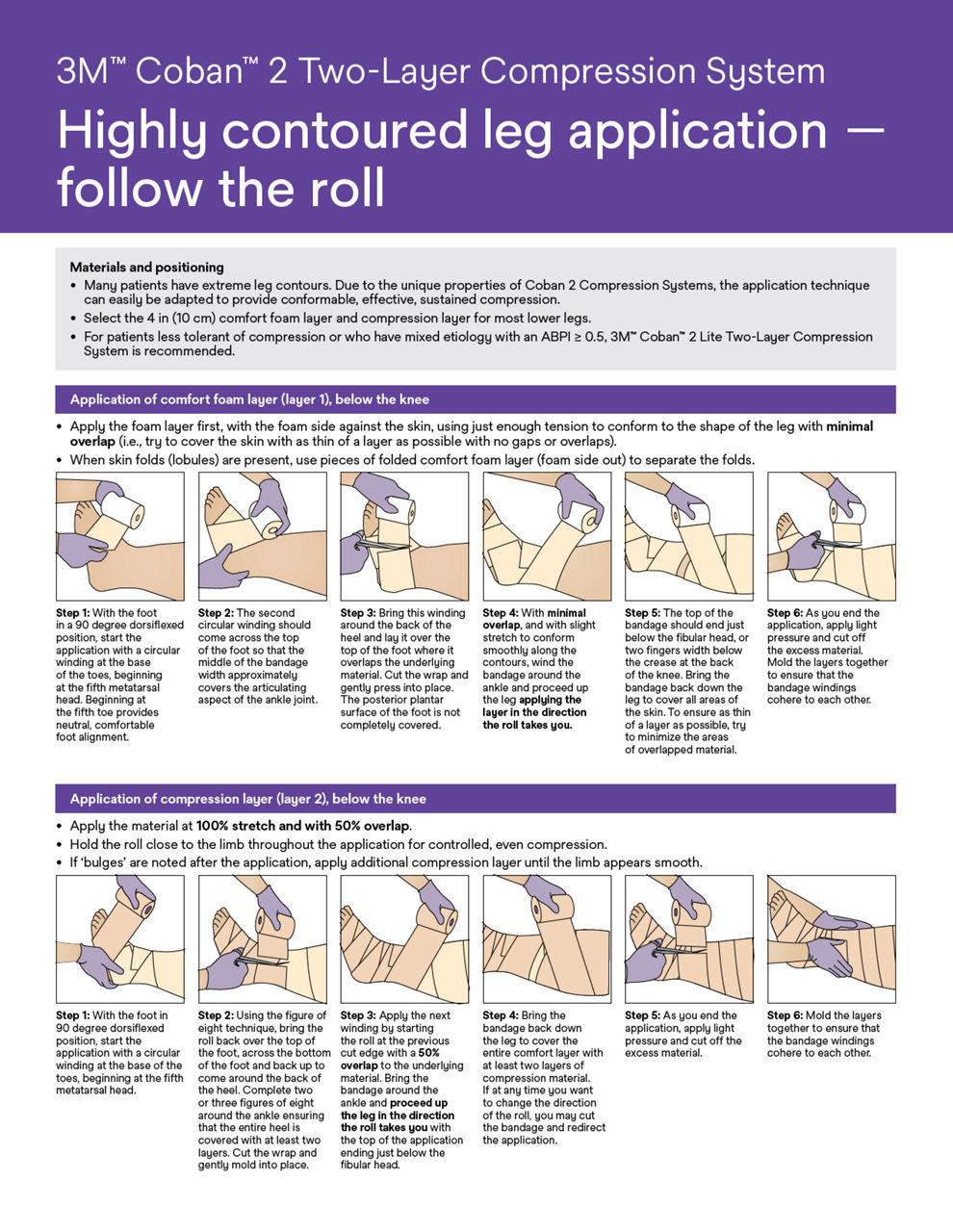 3M Coban 2 Application Guide for a Highly Contoured Leg - Follow the Roll