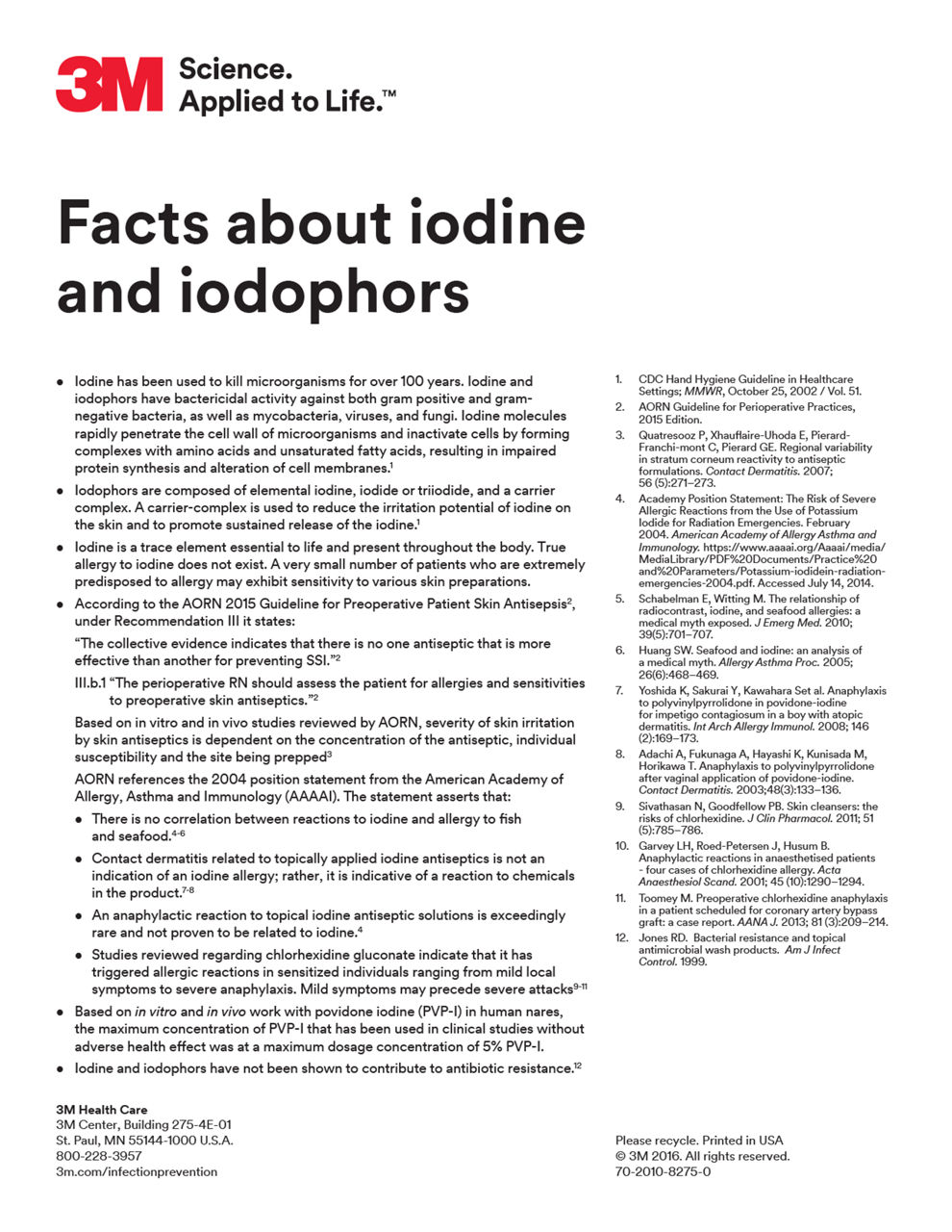 Facts about iodine and iodophors