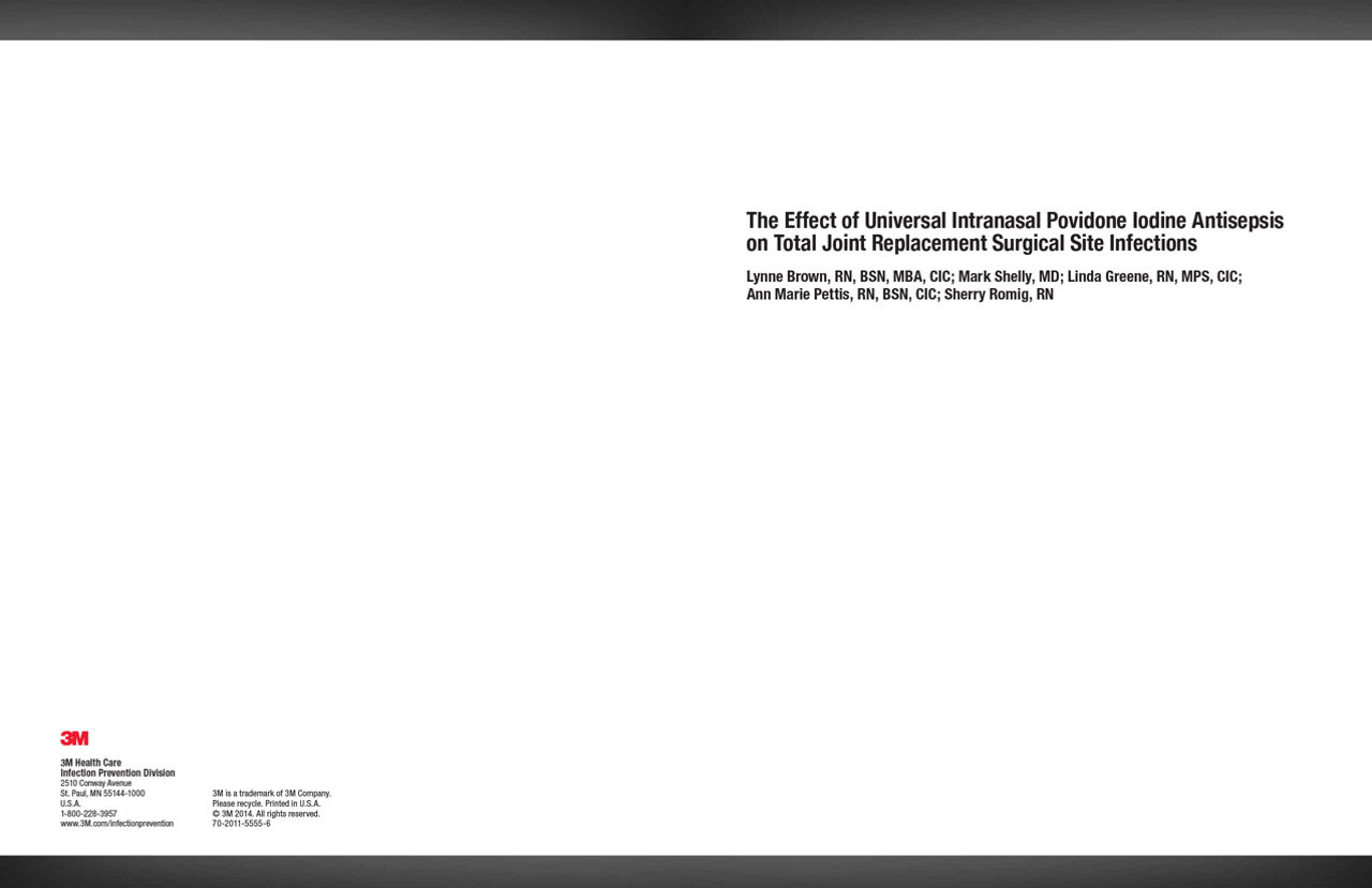 3M™ Skin and Nasal Antiseptic: IntraNasal Povidone Iodine Study