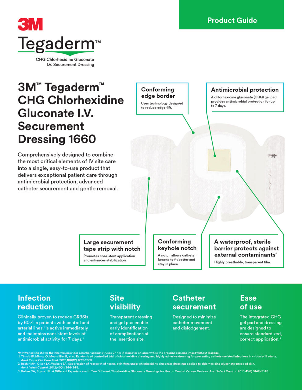 3M™ Tegaderm™ CHG Chlorhexidine Gluconate I.V. Securement Dressing 1660